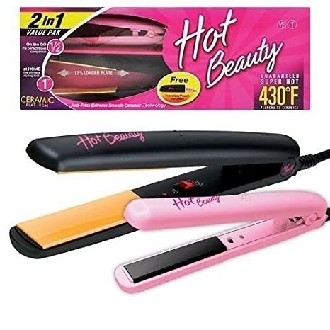 Hot Beauty Ceramic Flat Irons 2-in-1 Value Pack 1" And Mini 1/2"