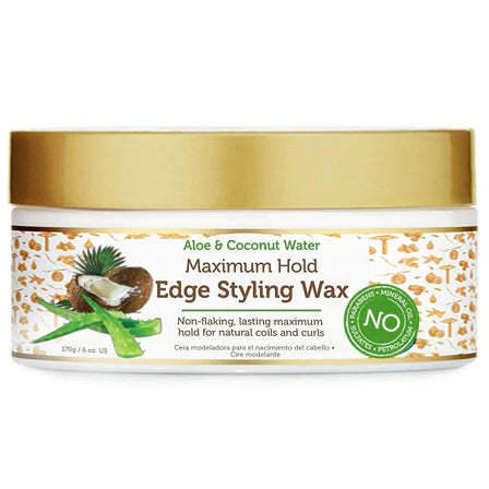 African Pride Moisture Miracle Aloe Coconut Water Maximum Hold Edge Styling Wax 6oz