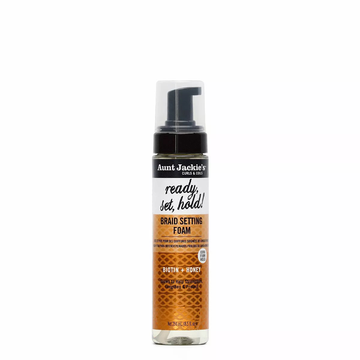 Aunt Jackie's Curls & Coils Biotin + Honey Ready, Set, Hold Braid Setting Foam With Extra Firm Hold - 8.5 Fl Oz