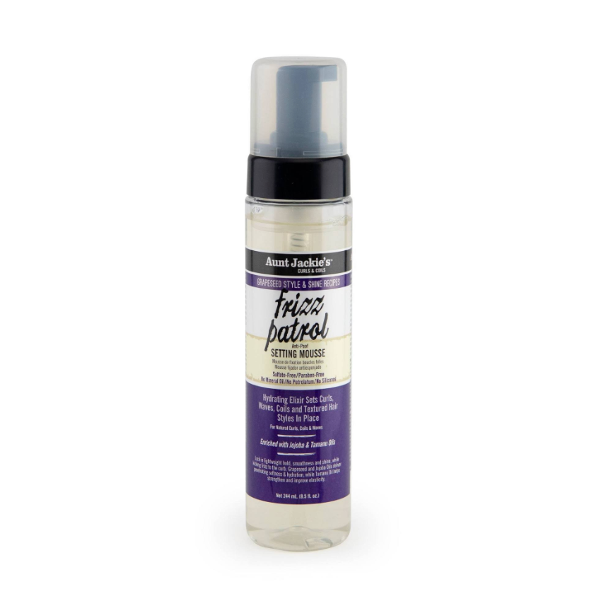 Aunt Jackie's Grapeseed Style Frizz Patrol Anti-Poof Twist & Curl Setting Mousse 8.5 Oz