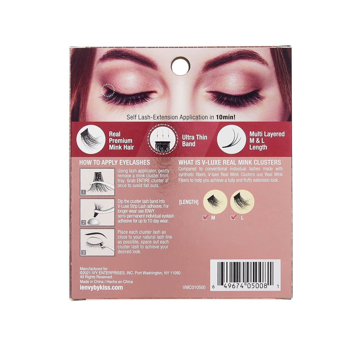 KISS V Luxe Extended Real Mink Cluster Lashes #VMC01
