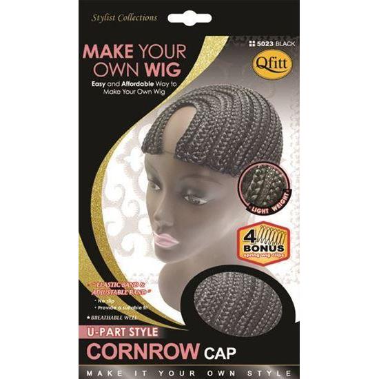  Qfitt U-Part Style Cornrow Cap #5023 Black