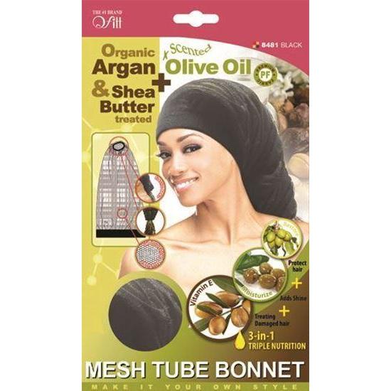  Qfitt 3 In 1 Oil Infused Mesh Tube Bonnet #8481 Black