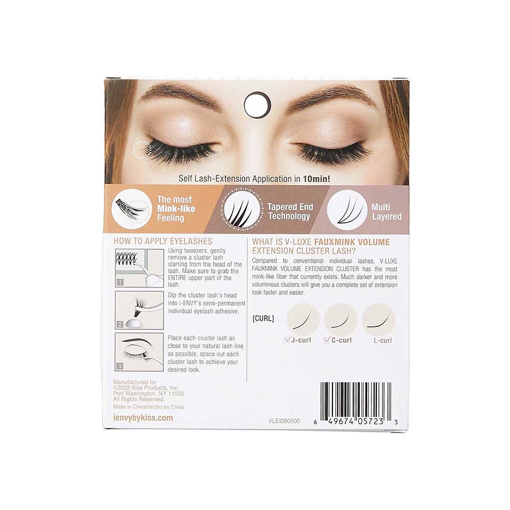 KISS V Luxe Faux Mink Volume Extension Cluster Lashes Medium #VLEI09