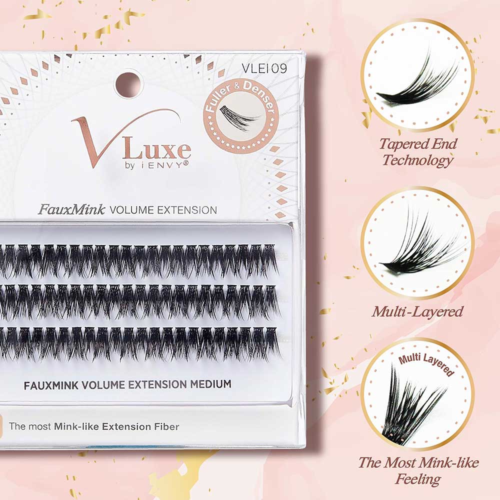 KISS V Luxe Faux Mink Volume Extension Cluster Lashes Medium #VLEI09
