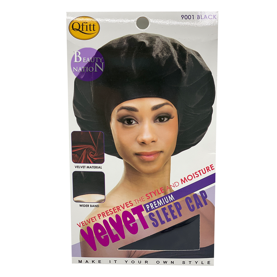  Qfitt Velvet Premium Sleep Cap #9000/#9001 Black