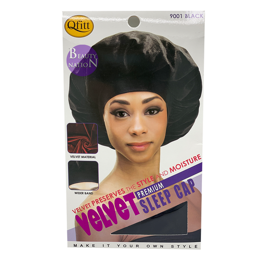  Qfitt Velvet Premium Sleep Cap #9000/#9001 Black