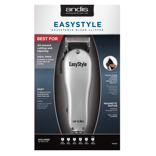  ANDIS EASYSTYLE ADJUSTABLE BLADE CLIPPER 13 PIECE KIT #18695