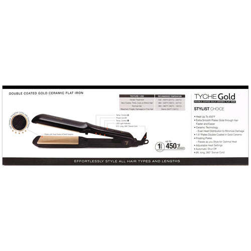  Tyche Gold Double Coated Gold Ceramic Flat Iron 1"