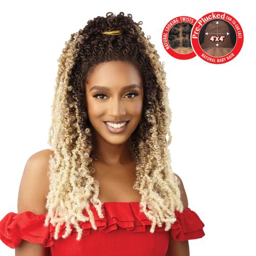  Outre Braided Lace Front Wig X-Pression Twisted Up 4X4 Butterfly Bomb Twist 24"