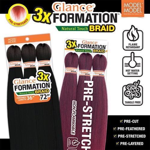  ModelModel Braids Glance Pre- Stretched 3X Formation Natural Touch Braid 72"