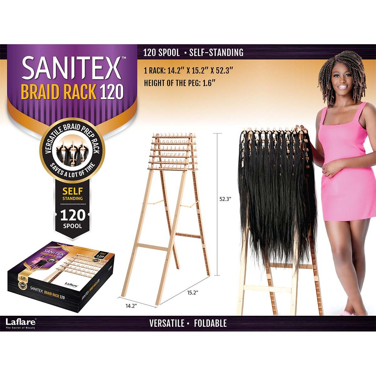  Versatile Self-Standing Braiding Hair Rack 120 Spool