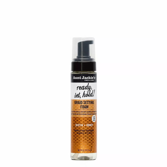  Aunt Jackie's Curls & Coils Biotin + Honey Ready, Set, Hold Braid Setting Foam With Extra Firm Hold - 8.5 Fl Oz