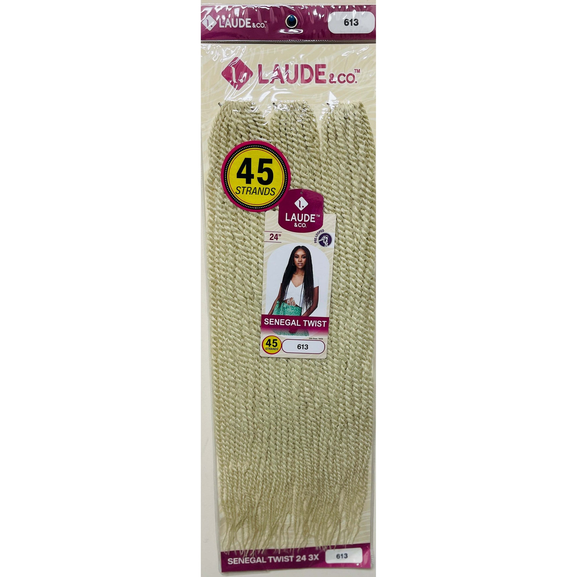  3X Senegal Twist 24'' Pre-Looped Crochet Interlocking Crochet Braid Laude Hair