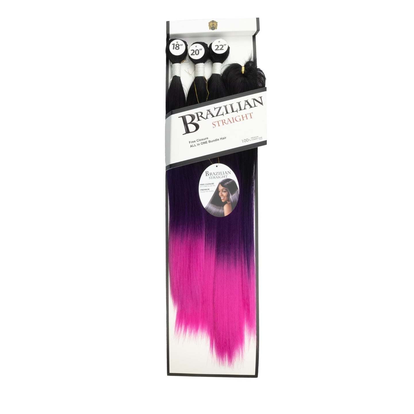  Brazilian Straight Multi-Pack W/ Closure 18"/20"/22" By NYQ
