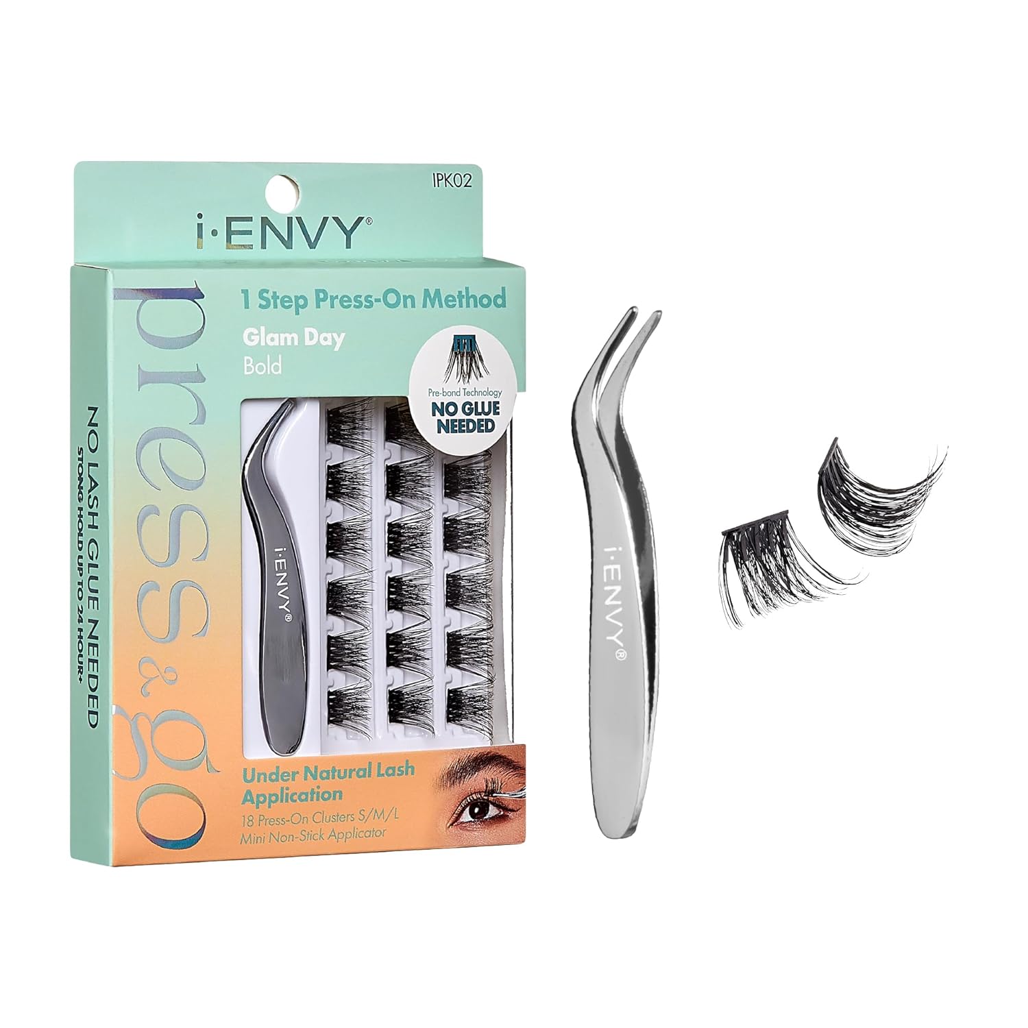  I-ENVY Press&Go Self Adhesive Eyelashes And Applicator Kit #IPK02