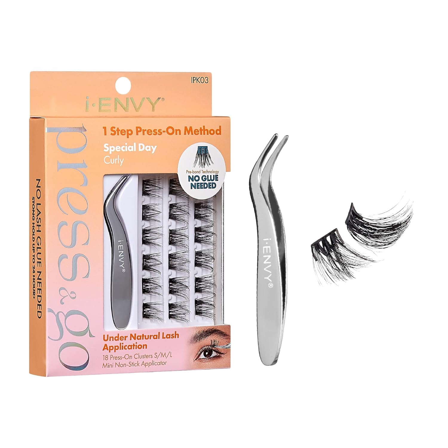  I-ENVY Press&Go Self Adhesive Eyelashes And Applicator Kit #IPK03