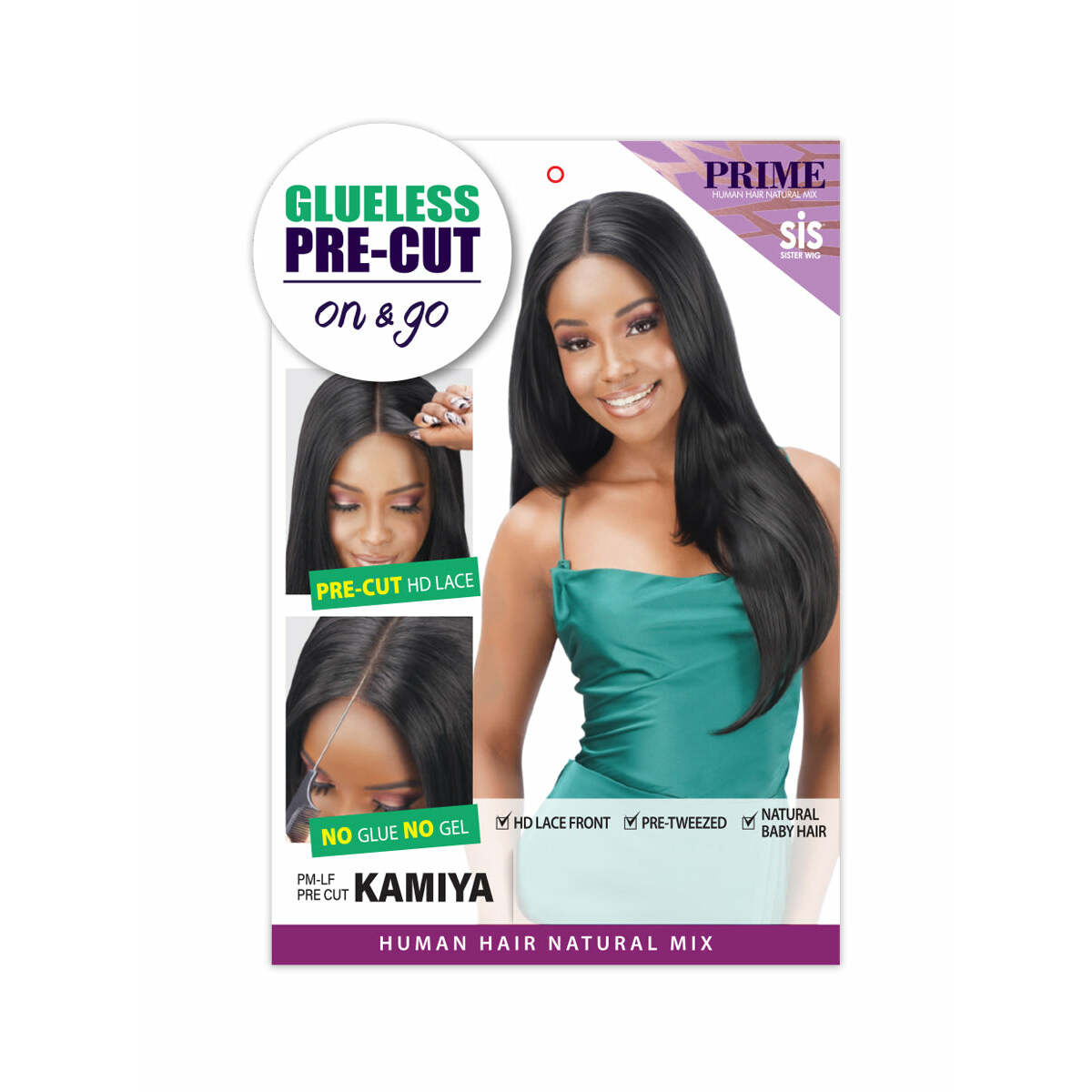  Zury Sis Prime Glueless Human Hair Blend Pre-Cut HD Lace Front Wig - KAMIYA