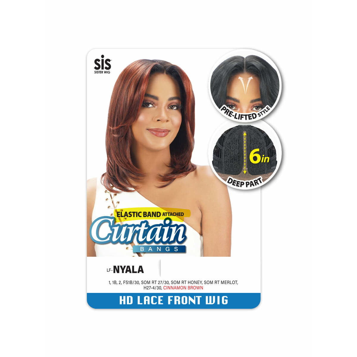  Zury Sis Curtain Bangs 6" Deep Part HD Lace Front Wig - NYALA - Pre-Lifted Style
