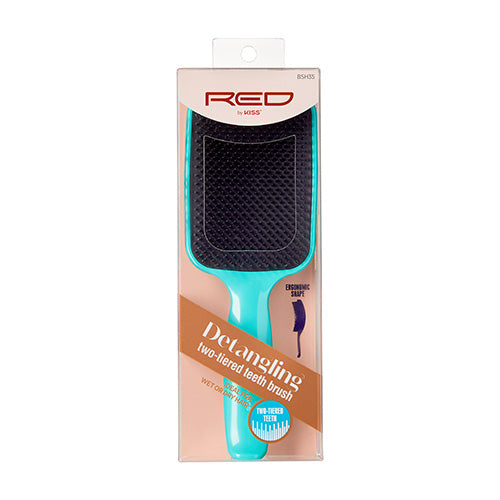  RED Detangling Two-Tiered Teeth Brush By Kiss #BSH35