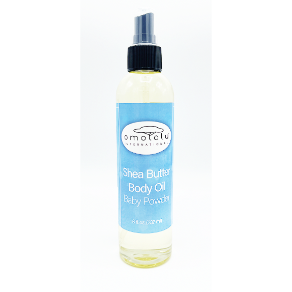  Omololu Shea Butter Body Oil - Baby Powder - 8oz.