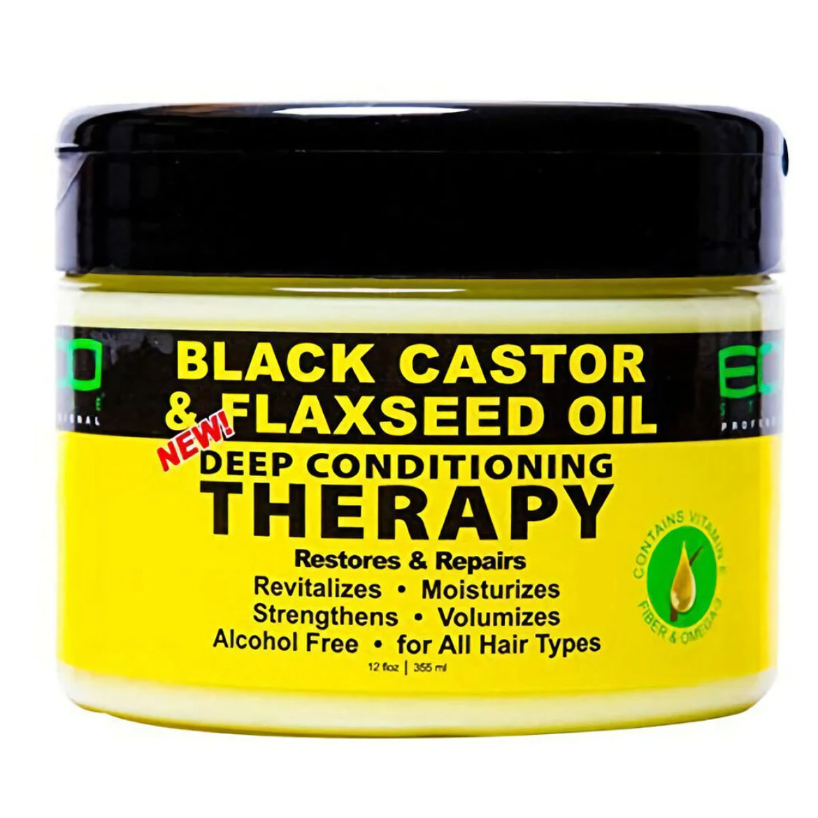  Eco Black Castor & Flaxseed Oil Deep Conditioner Therapy 12 Oz