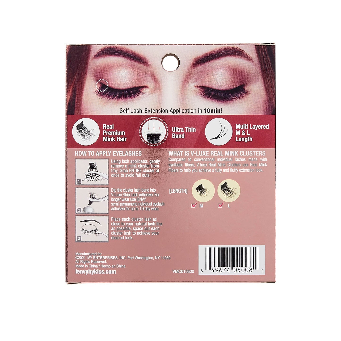 KISS V Luxe Extended Real Mink Cluster Lashes #VMC01