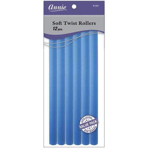  Annie Soft Twist Rollers 10in 12ct Blue Value Pack #1261