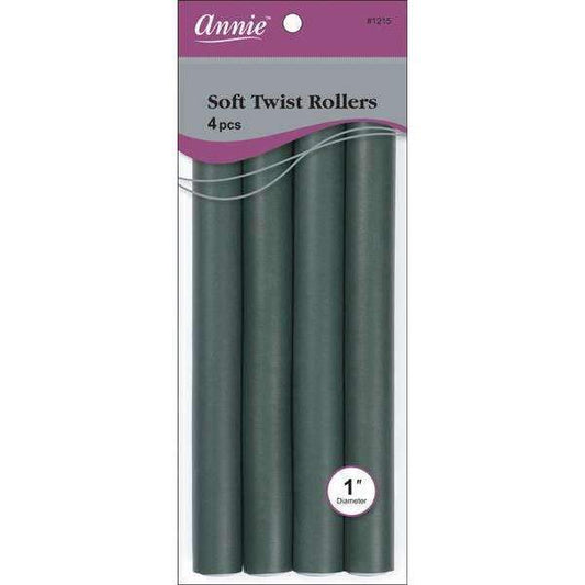  Annie Soft Twist Rollers 10in 4ct Dark Green - #1215