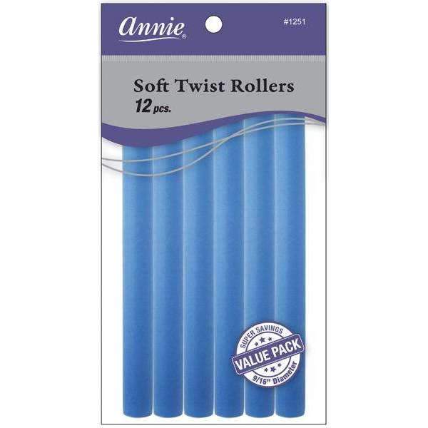 Annie Soft Twist Rollers 7in 12ct Blue Value Pack - #1251