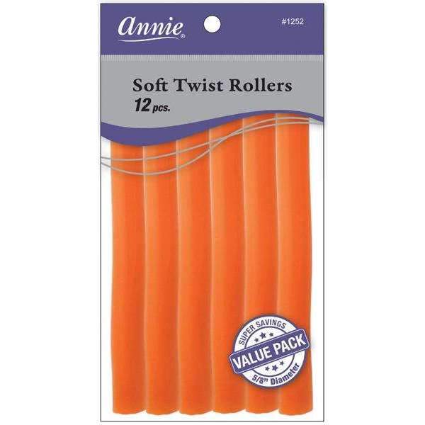  Annie Soft Twist Rollers 7in 12ct Orange Value Pack - #1252