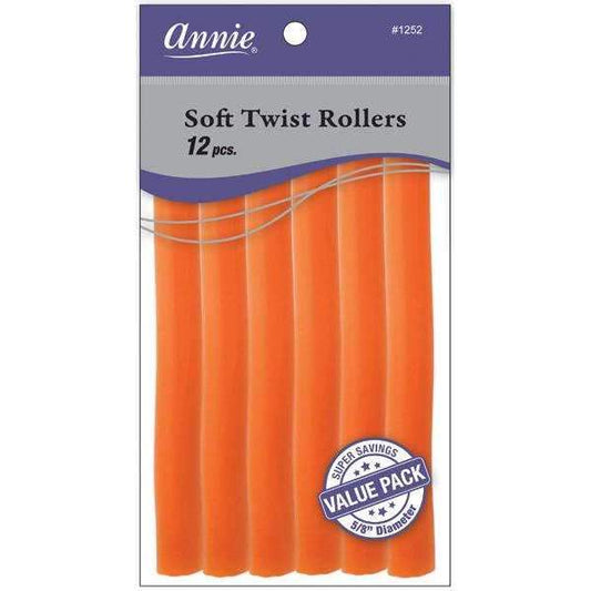  Annie Soft Twist Rollers 7in 12ct Orange Value Pack - #1252