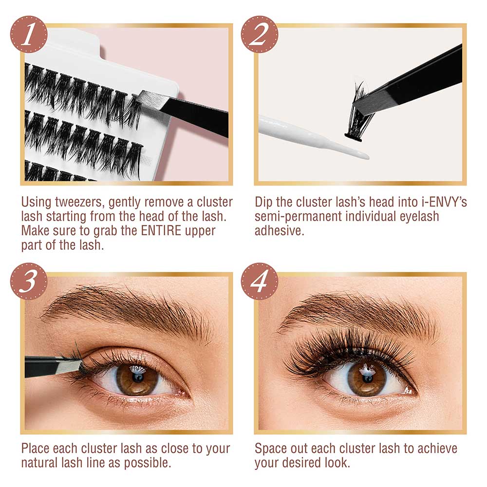 KISS V Luxe Faux Mink Volume Extension Cluster Lashes Medium #VLEI09