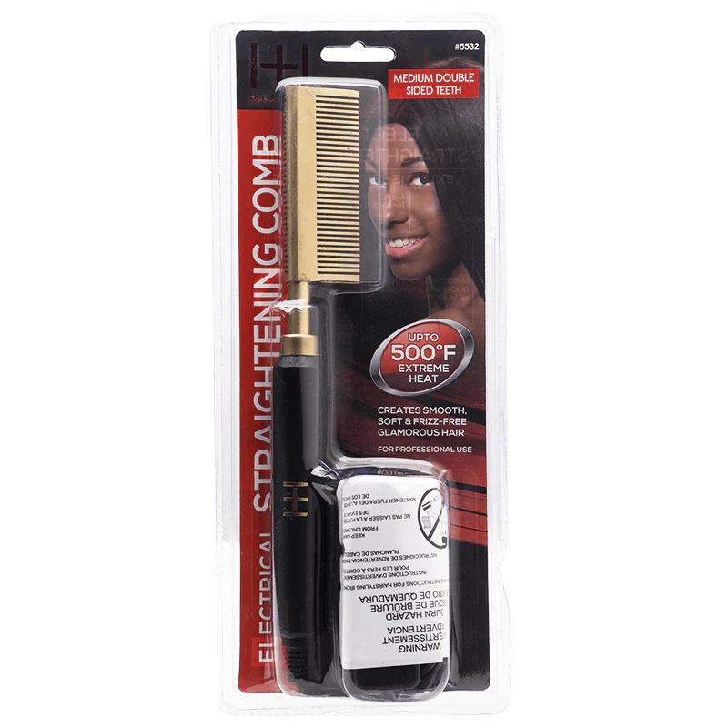  Hot & Hotter Electrical Straightening Comb Medium Double Sided Teeth #5532