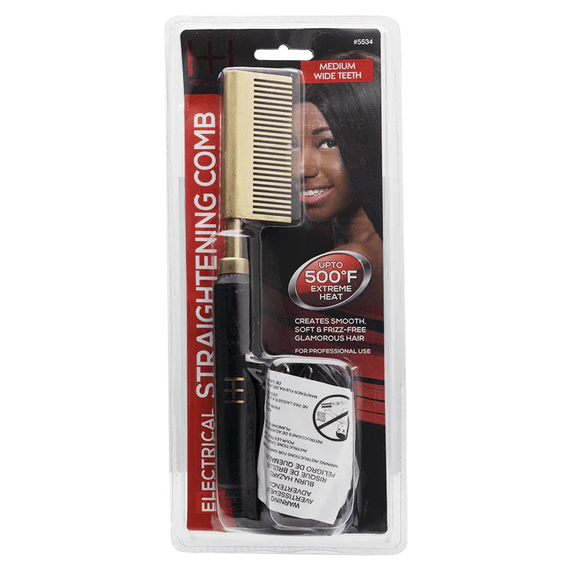  Hot & Hotter Electric Straightening Hot Comb Medium Wide Teeth #5534