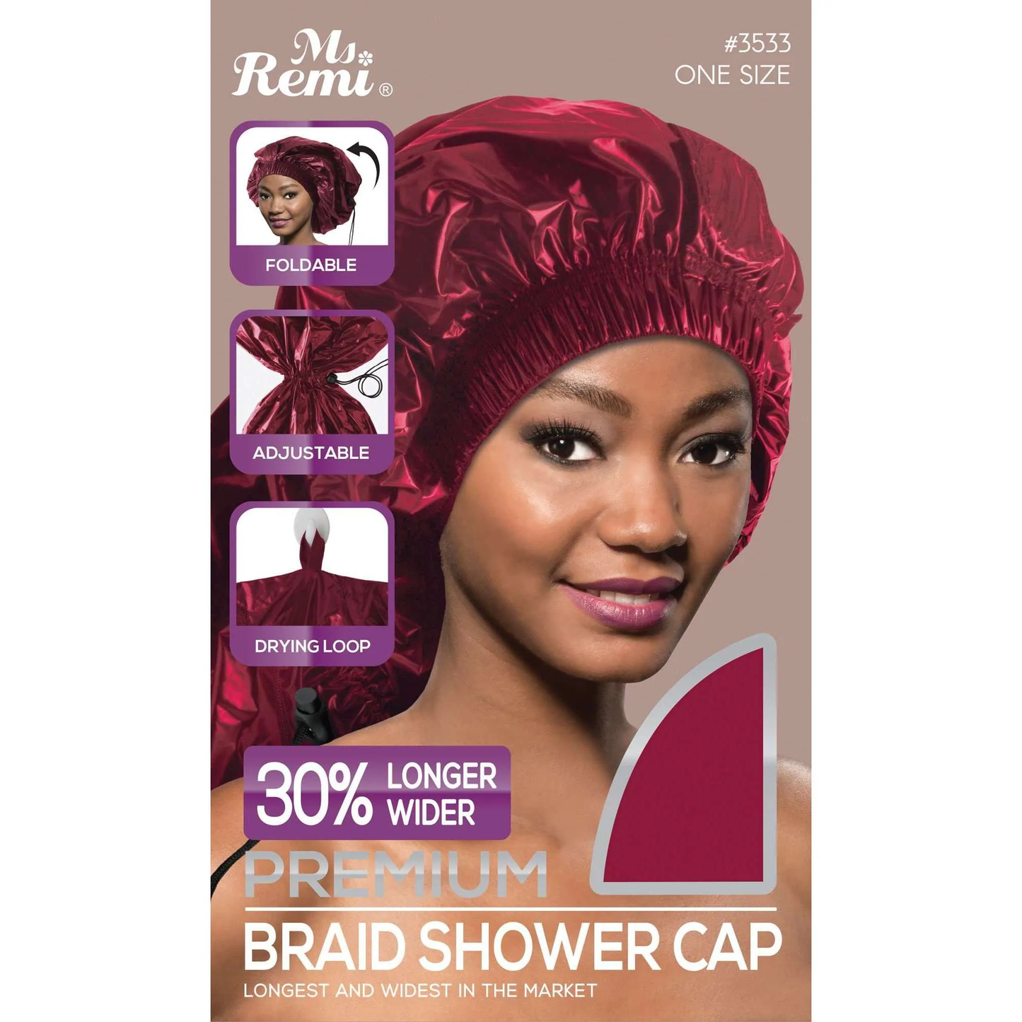  Ms. Remi Max Jumbo Braid Shower Cap Burgundy #3533