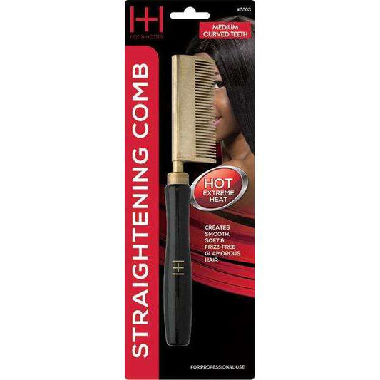  Hot & Hotter Thermal Straightening Comb Medium Teeth Curved #5503