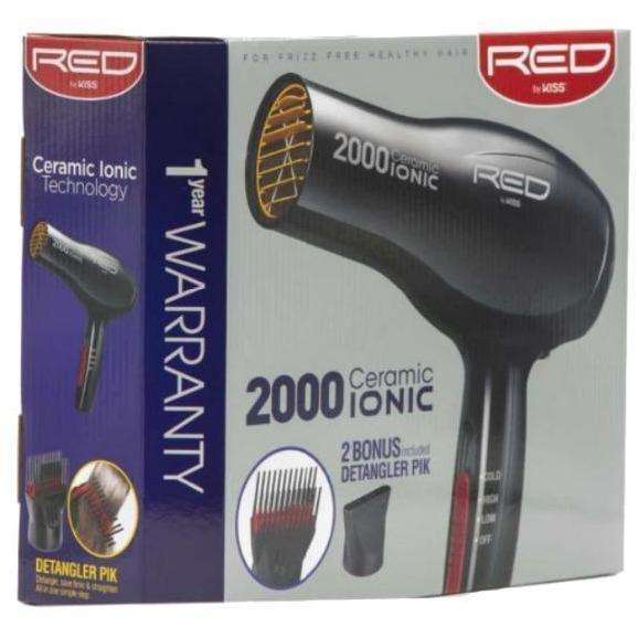  Red By Kiss 2000 Ceramic Ionic Hair Dryer