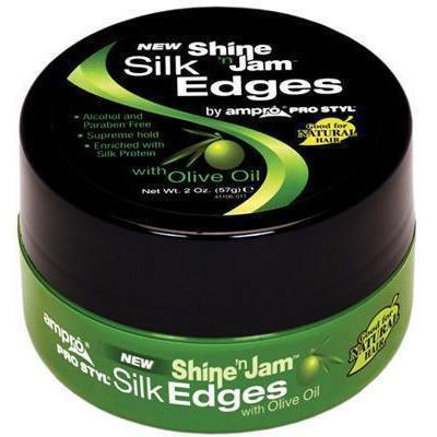  Ampro Shine 'n Jam Conditioning Gel Silk Edges With Olive Oil 2 OZ