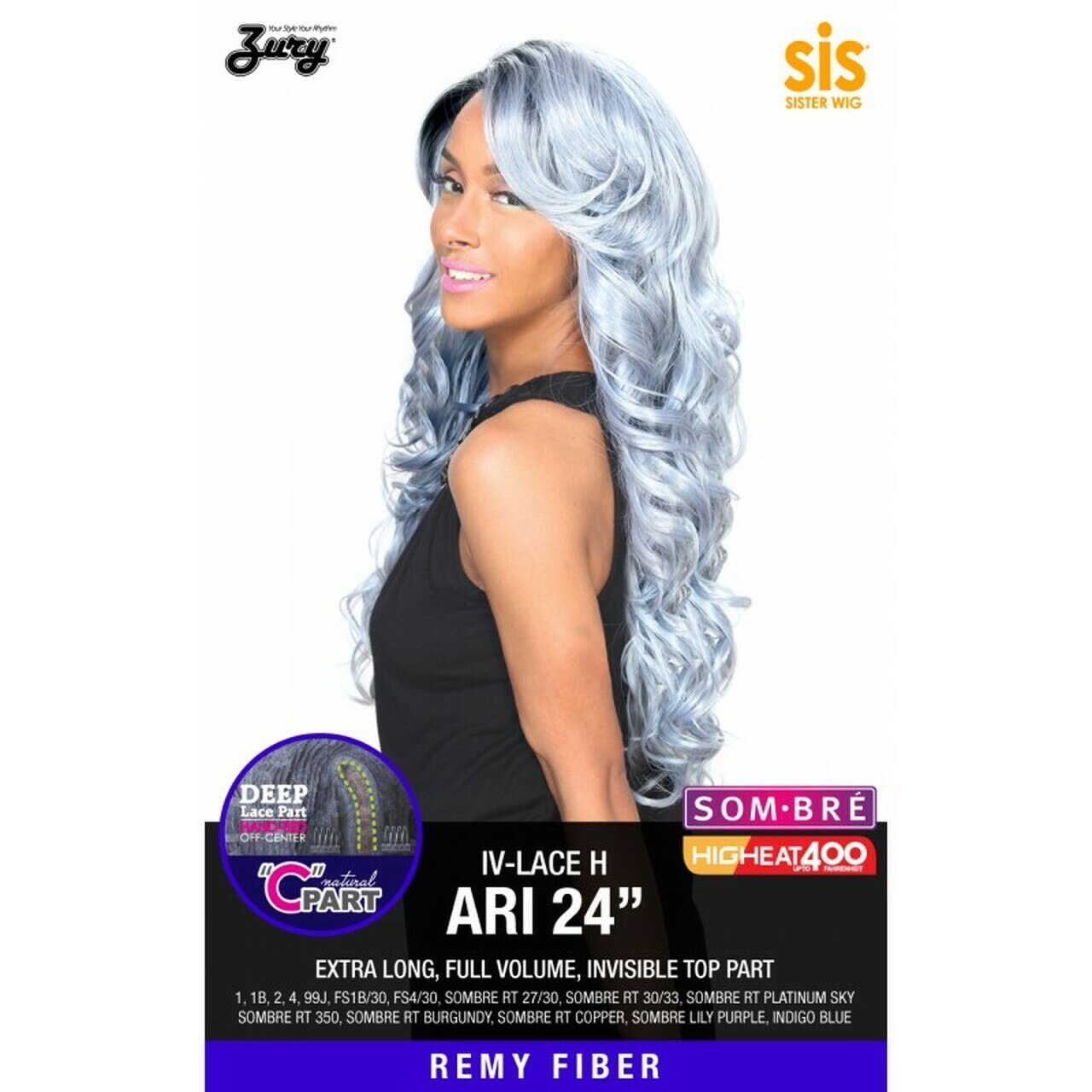  Zury Sister Wig Invisible Top Natural C Part Remy Fiber Lace Wig- IV LACE H ARI 24"